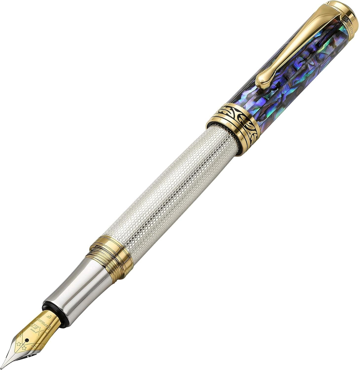 Luxury Blue Pāua Sea Shell Fountain Pen Fine Point Refillable 148mm
