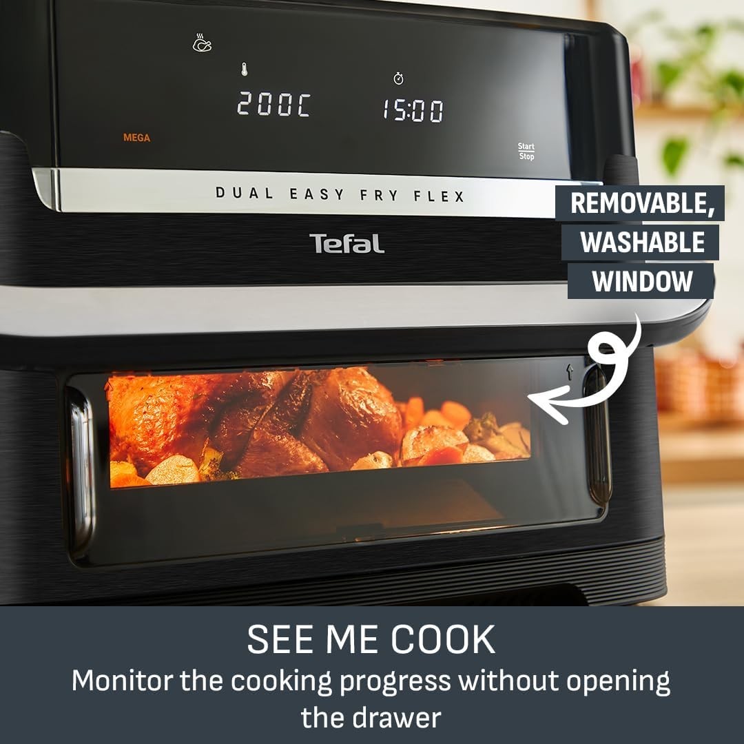 9L Dual Zone Air Fryer FlexCook Divider Extra Large Oven 7 Presets Energy Saving