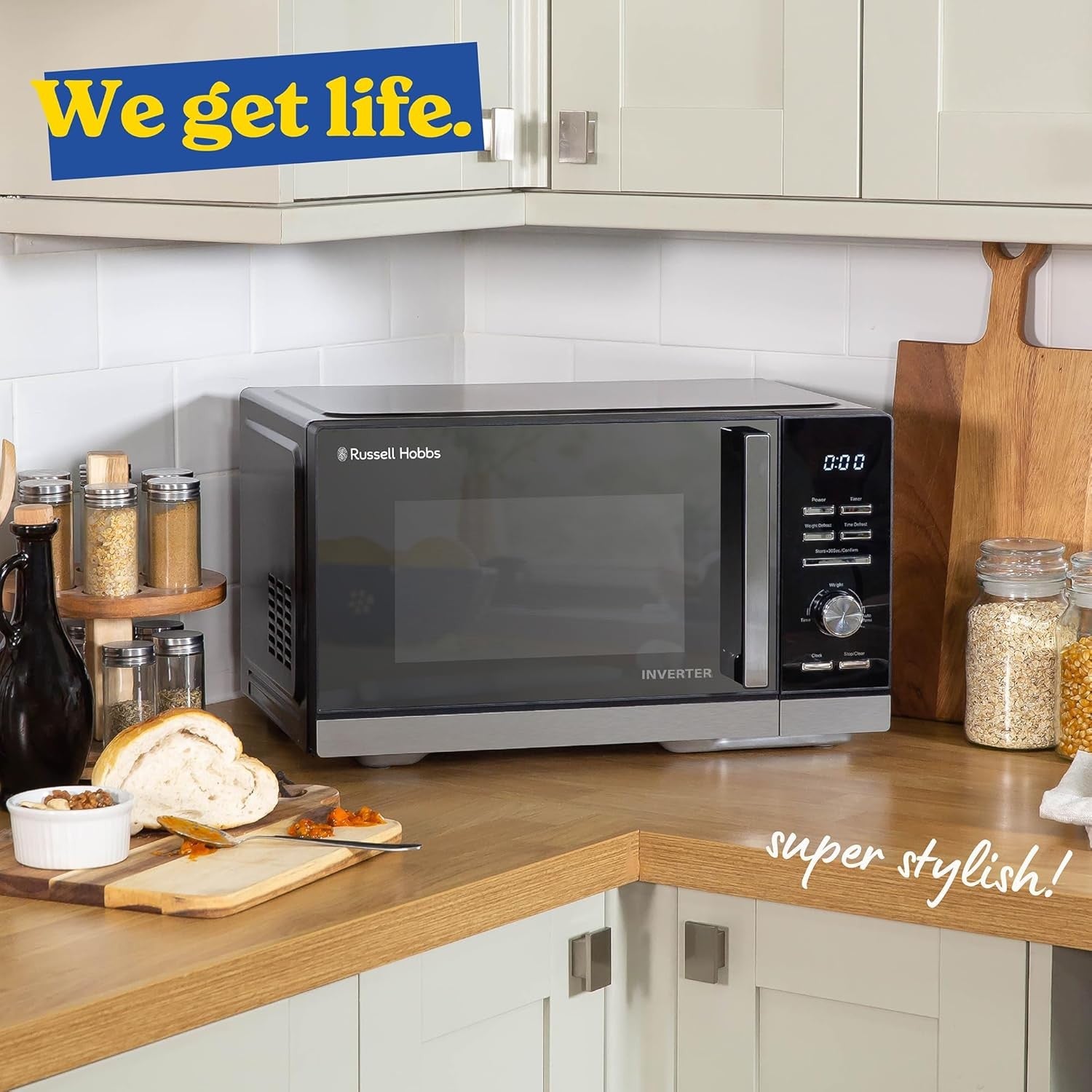 25L Digital Inverter Microwave 900W 8 Auto Cook Black LED