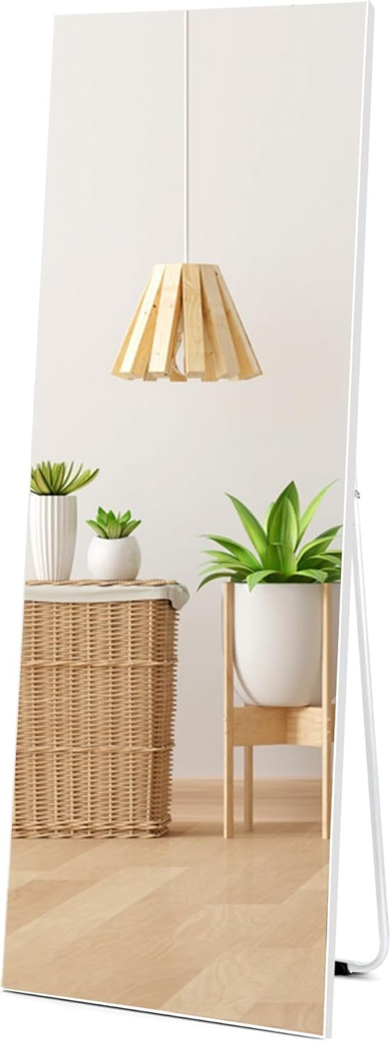 Full Length Mirror 150x51cm Wall Mounted Free Standing Modern White