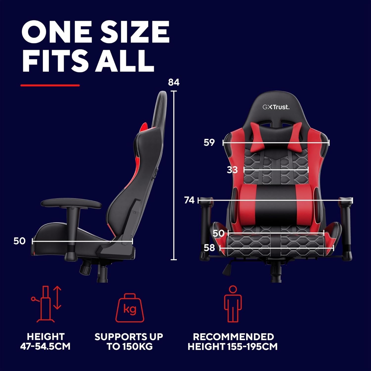 Ergonomic Gaming Chair 360° Swivel Office Desk Chair Red
