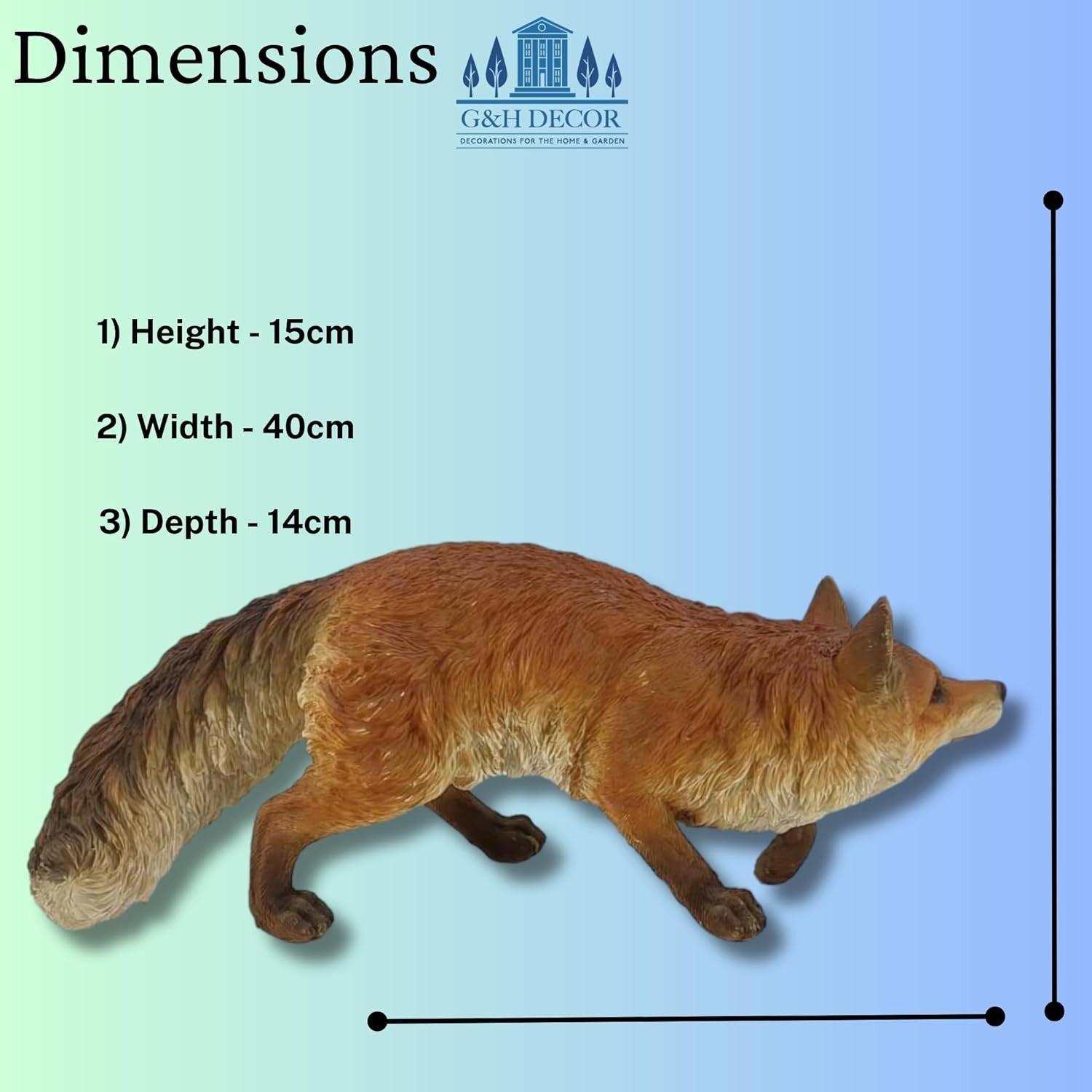Realistic Fox Garden Ornament Sitting | Weatherproof Resin Woodland Animal Decor