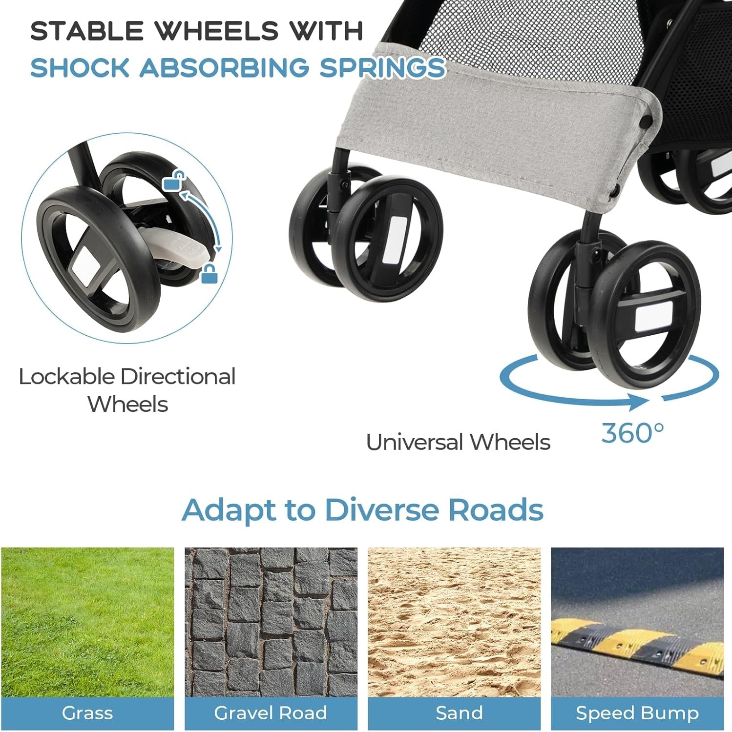 Pet Stroller for Dogs & Cats up to 15kg Foldable 4 Wheel Travel Pushchair
