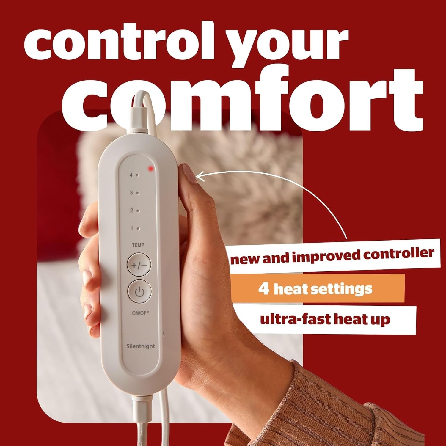 Electric Heated Underblanket Double Bed Fast Heat 4 Settings Washable 135x120cm