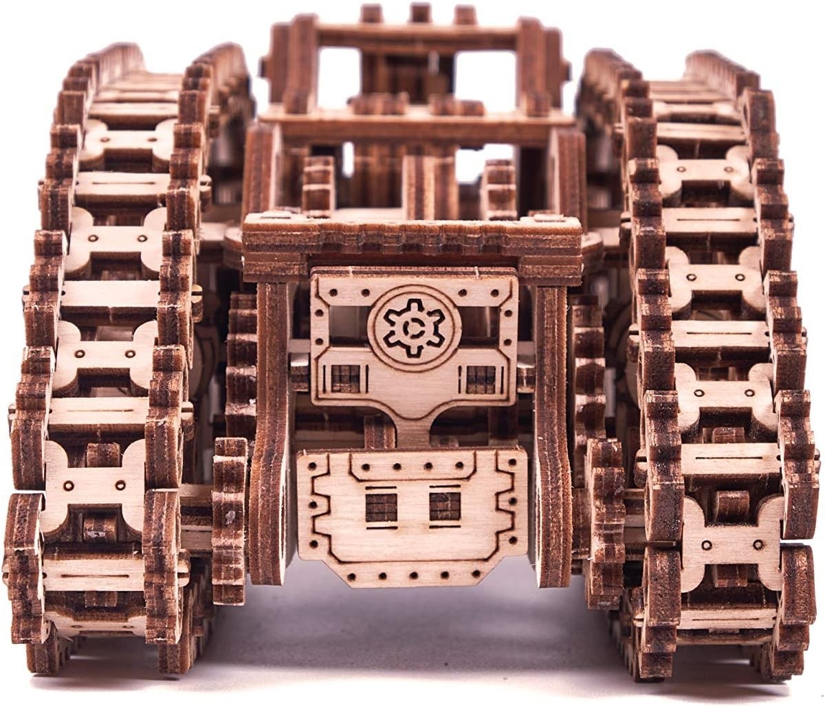 3D Wooden Steam Tank Puzzle Mechanical Model Kit Spring Powered 381PCS