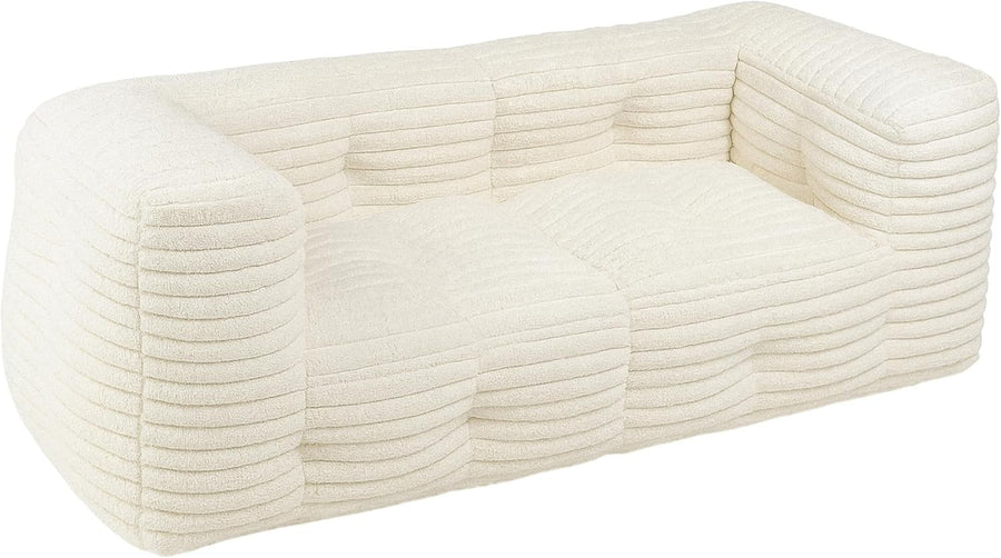 Modular 3 Seater Faux Fur Sofa Bed w/ Detachable Bean Bags, Soft & Plush