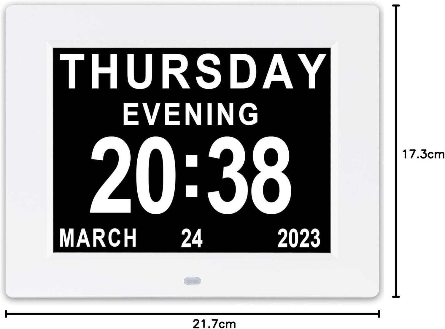8 Inch Large Digital Dementia Clock Day Date Time White Seniors Display