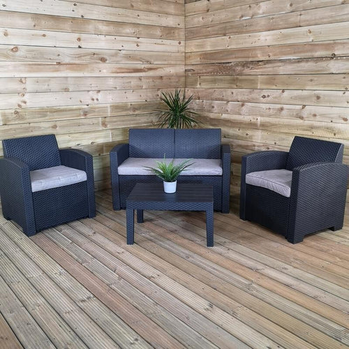 4 Piece Rattan Garden Sofa Set Chairs Table Outdoor Patio Furniture Black
