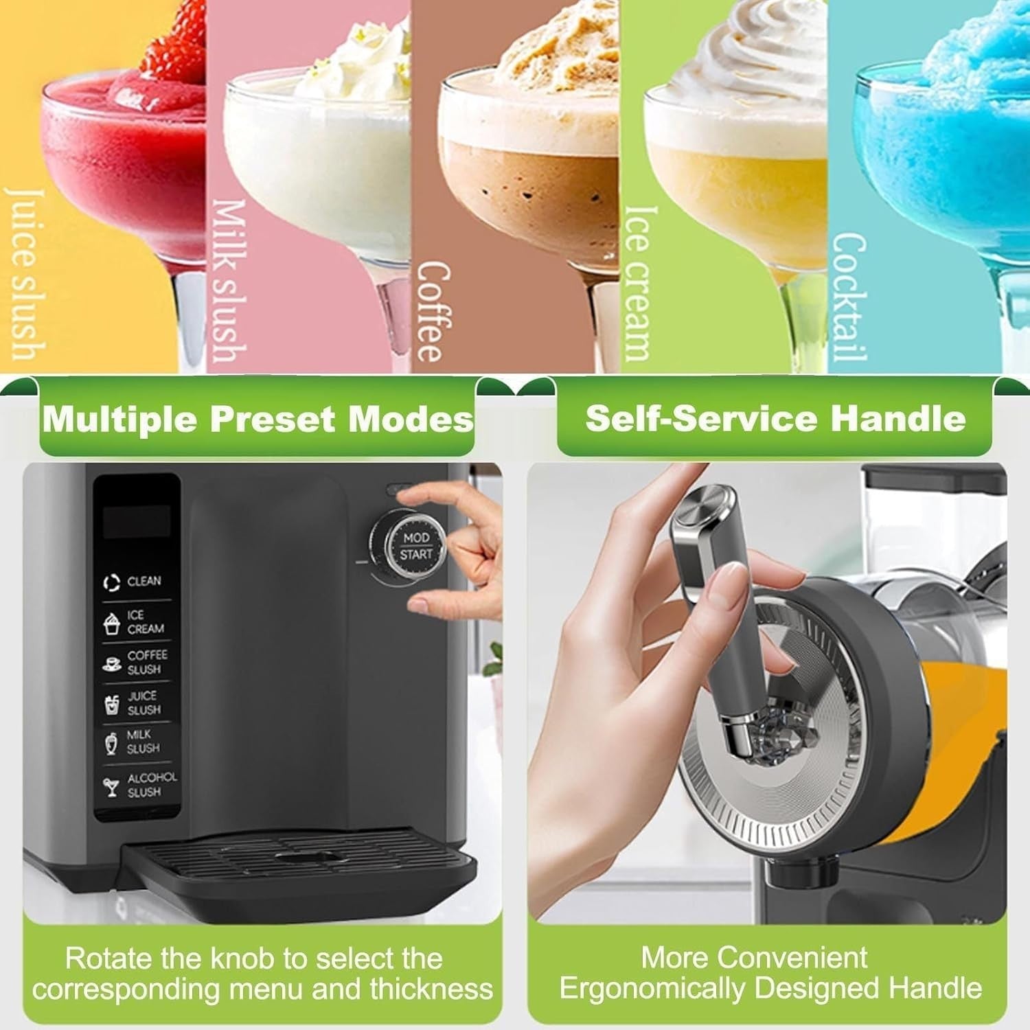 1.8L Slushy Machine Frozen Drink Maker 5 Preset Programs Self-Cleaning Grey