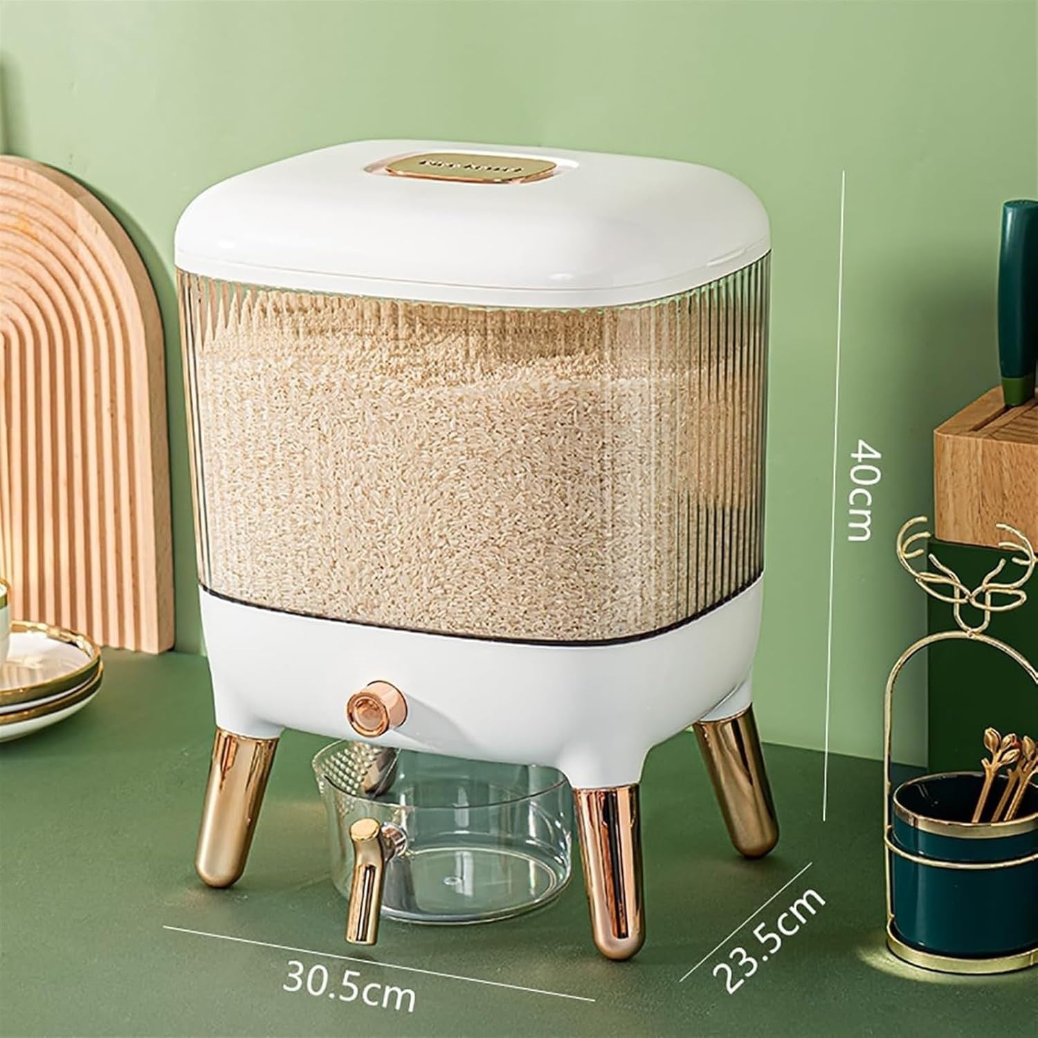 10KG Automatic Rice Dispenser Airtight Grain Storage Container Clear Bin