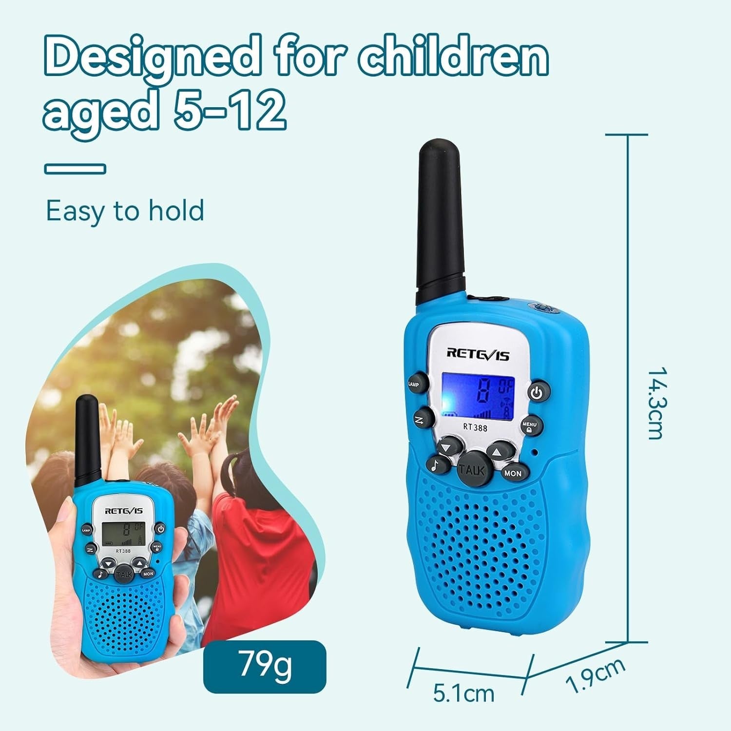 Kids Walkie Talkies 1 Pair VOX Flashlight 8 Channel Outdoor Toy Gift