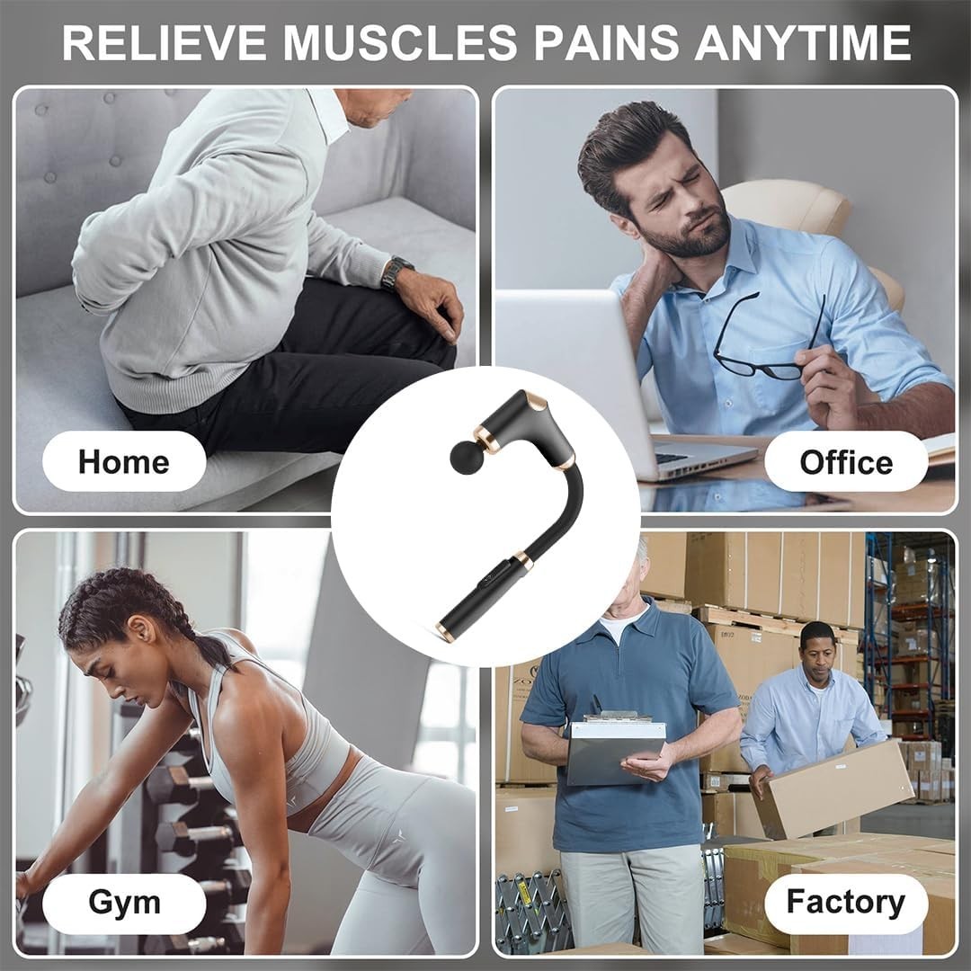Long Handle Massage Gun Deep Tissue Back Massager 8 Heads Quiet Muscle Relief