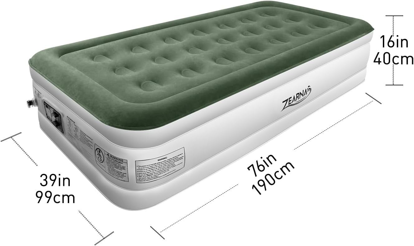 Single Inflatable Air Mattress with Built-In Pump, Quick Self-Inflating Bed