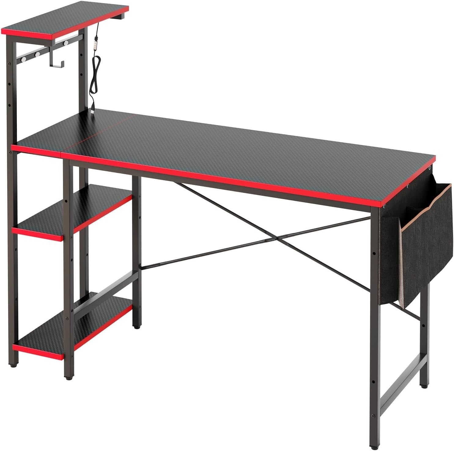 140cm Reversible Gaming Desk with LED Lights & Storage