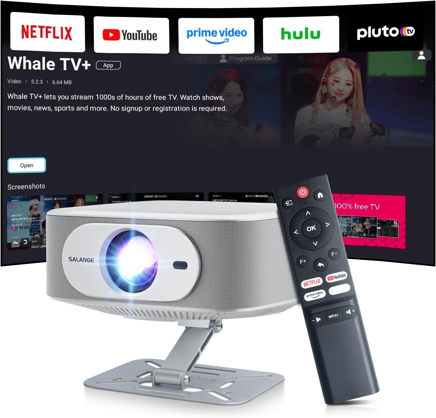 1080P Smart Projector Netflix 800 ANSI WiFi 6 Bluetooth Auto Focus
