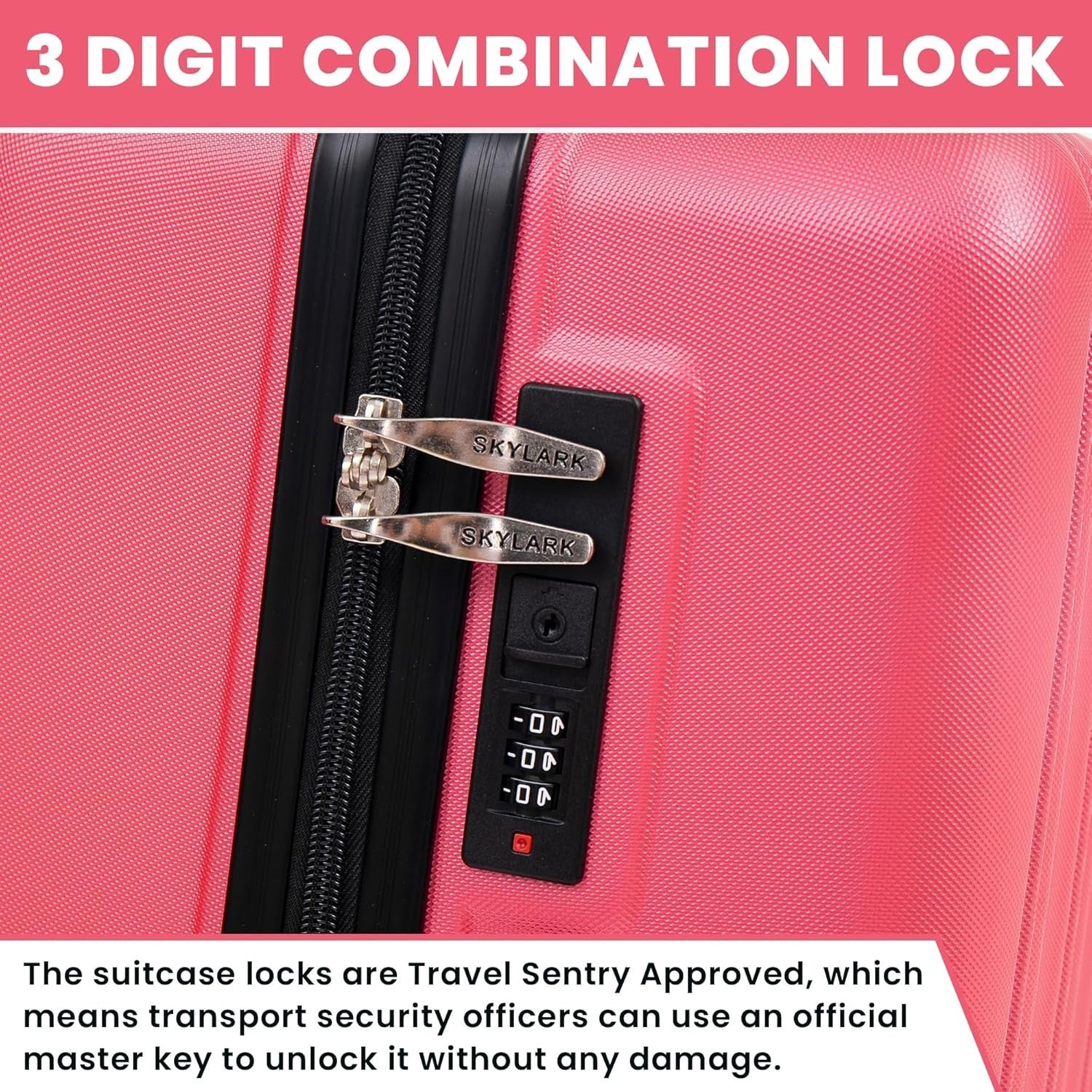 Medium 24 Inch ABS Hard Suitcase Lightweight 4 Wheel Spinner 66L