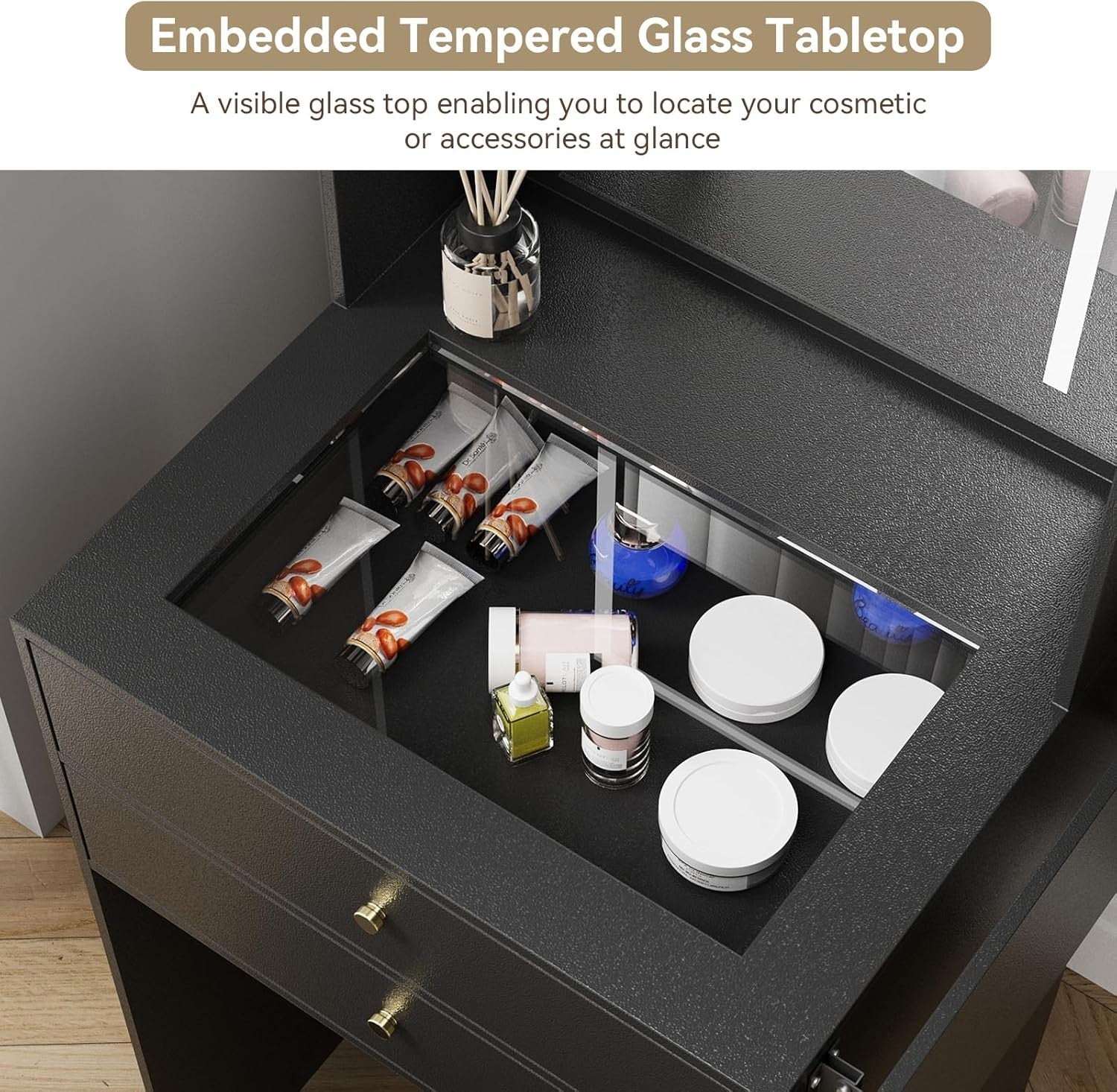White Dressing Table Makeup Desk Vanity Drawers Storage Large Capacity Mirror