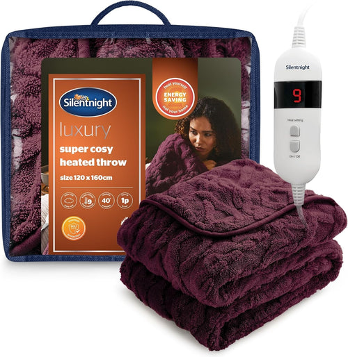 Luxury Heated Throw Blanket Super Cosy Knit Fleece 9 Heat Settings 120x160cm