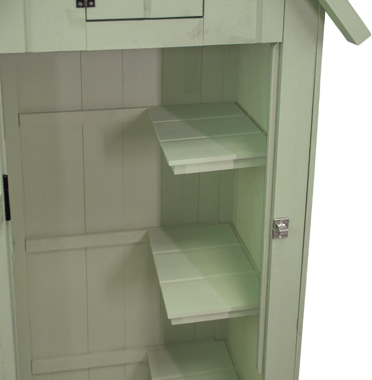 Wooden Garden Shed Outdoor Storage with Shelves, Hooks & Lockable Doors Green