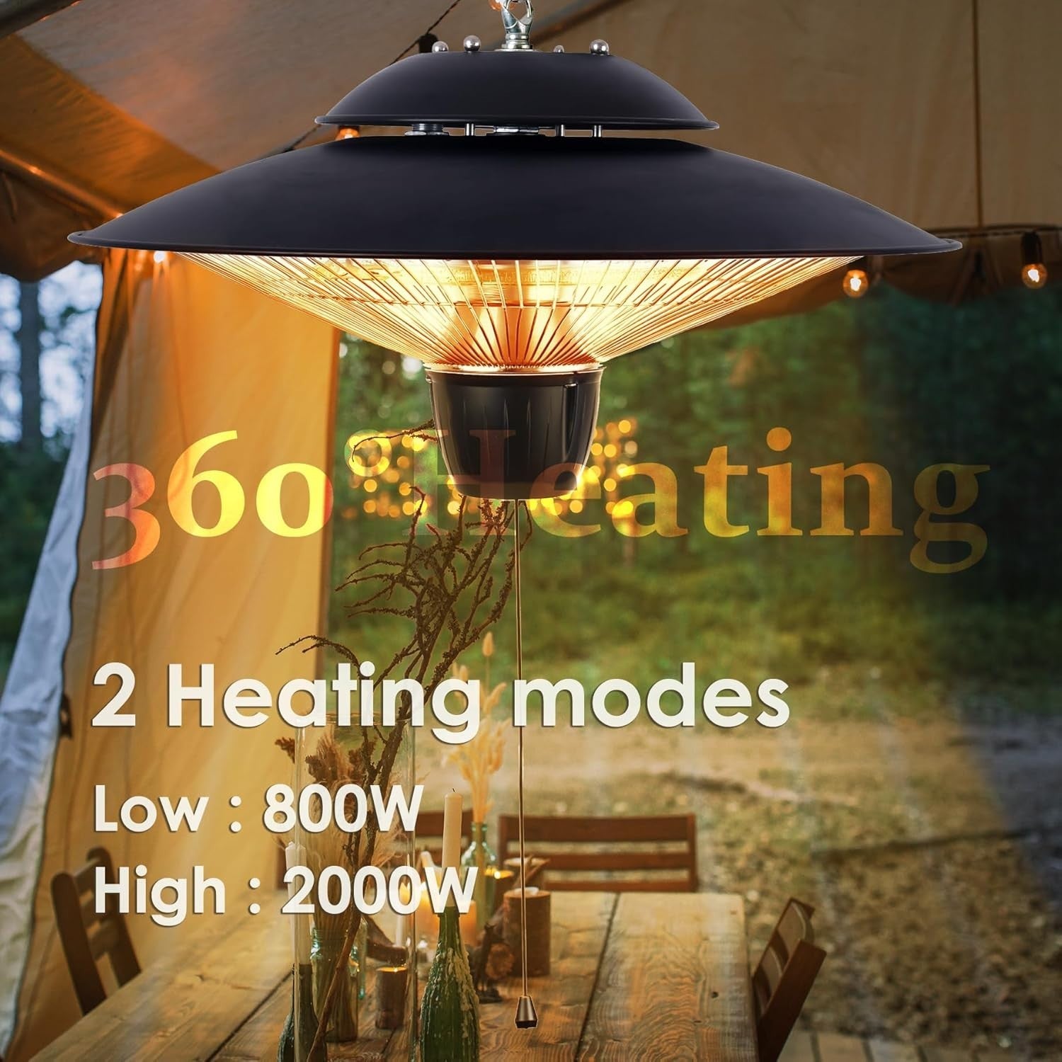 Ceiling Mounted Infrared Patio Heater 800W/2000W Fast & Silent Heating