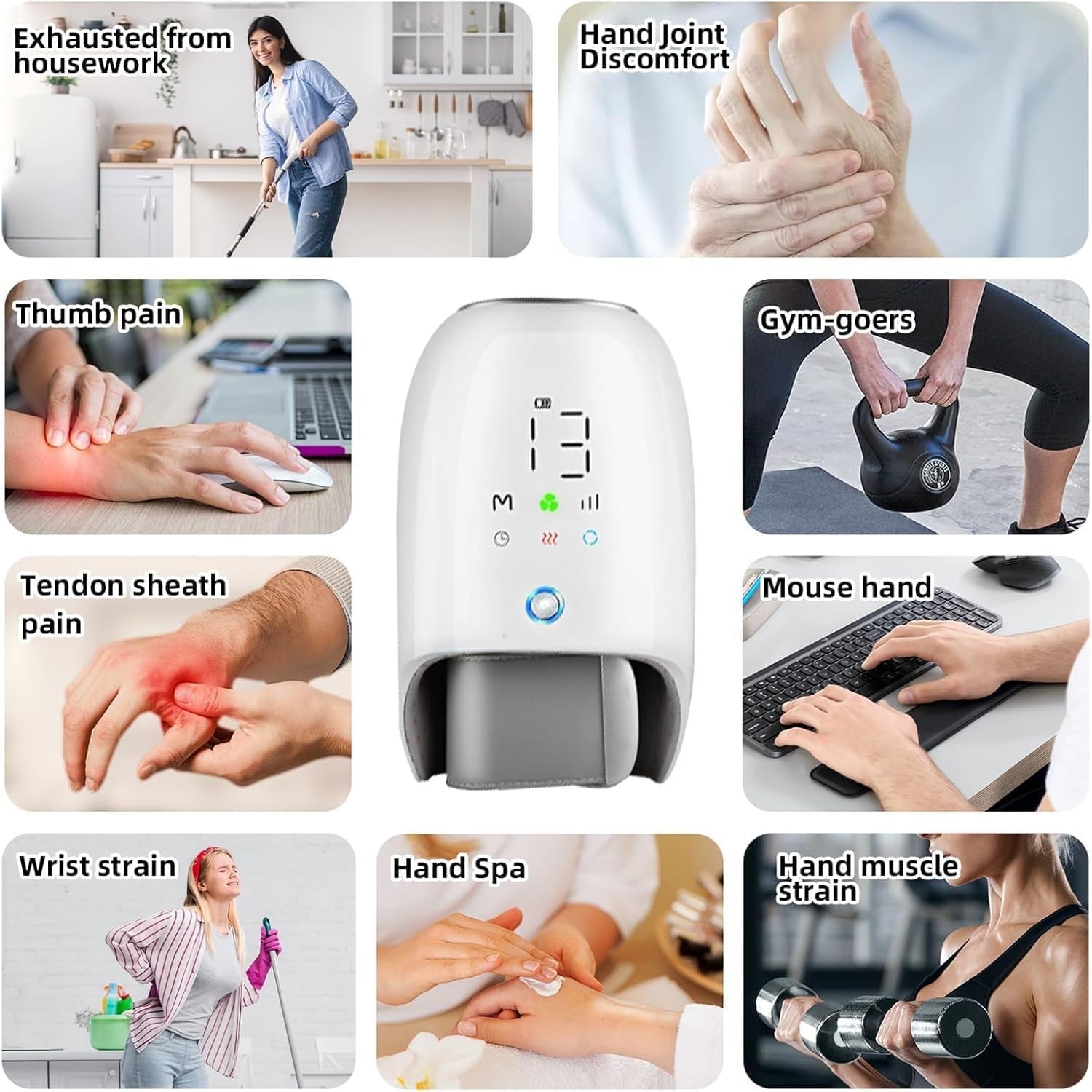 Hand Massager Heat Compression Carpal Tunnel Relief Arthritis Numbness