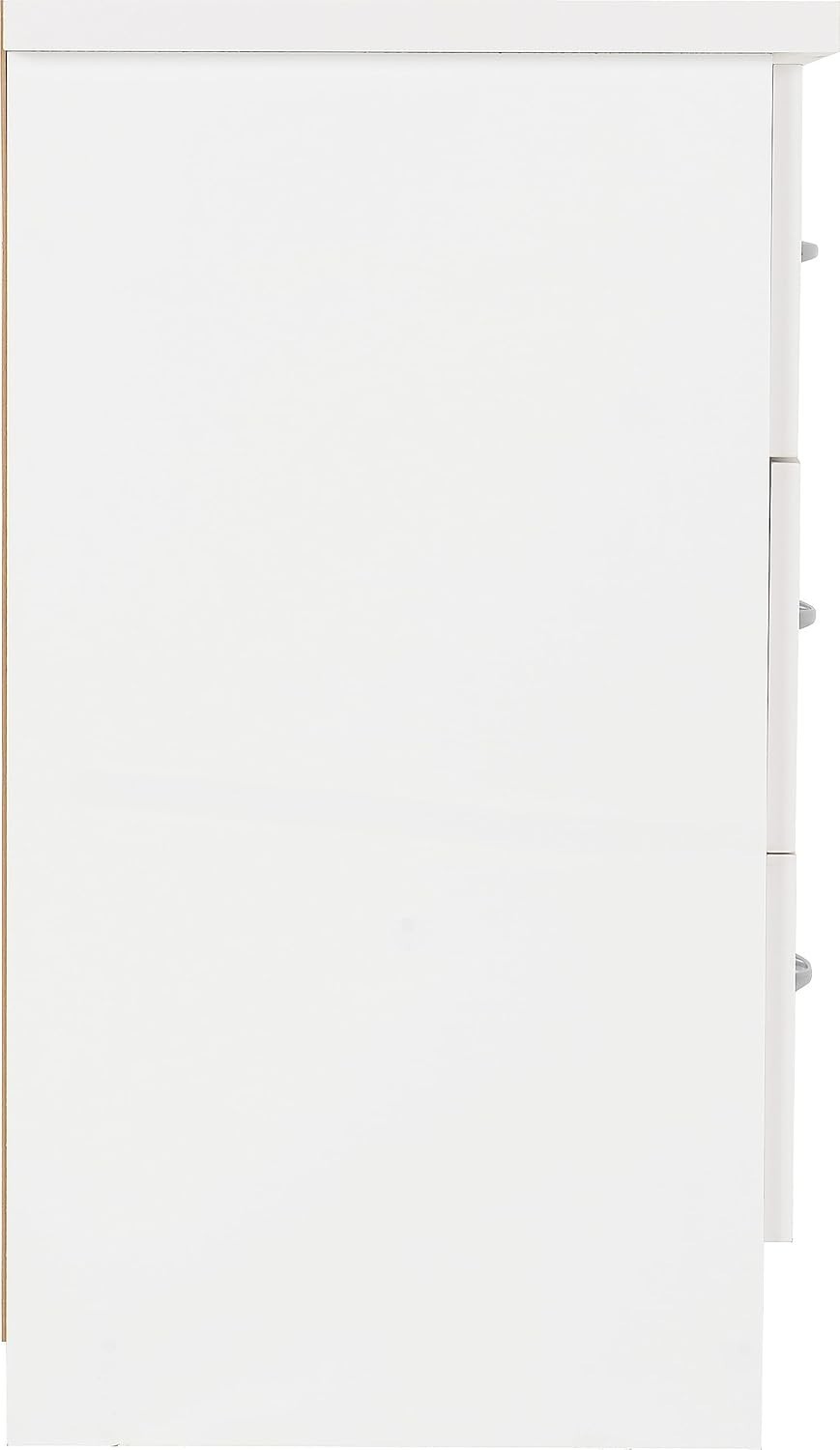 White Gloss 3 Drawer Chest Cabinet with Metal Handles for Bedroom Storage