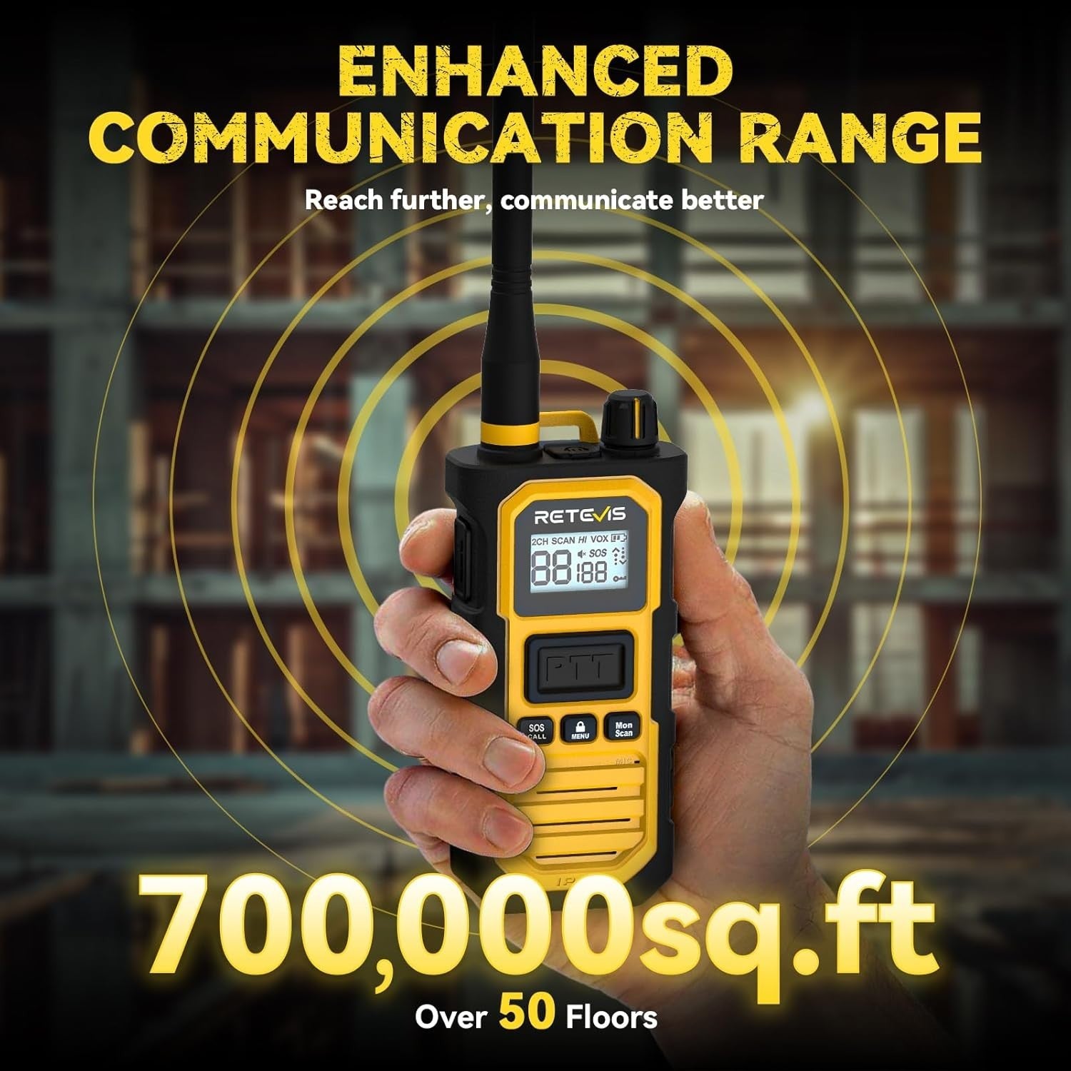 IP67 Waterproof Walkie Talkie Long Range 2800mAh AI Noise Cancel Radio