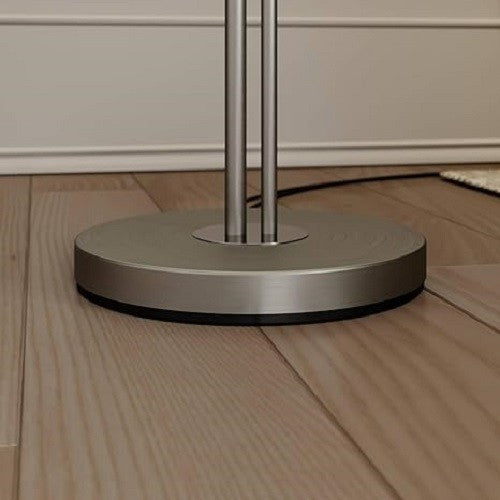 Modern Floor Lamp White Fabric Shade Standing Reading Light Satin Nickel