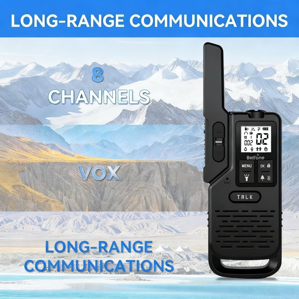 5 Mile Walkie Talkies IP54 Waterproof NOAA SOS Compass Flashlight 2 Pack