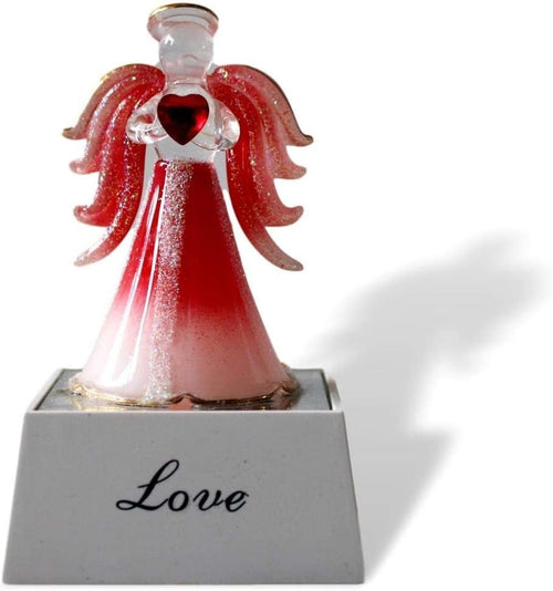 Crystal Glass Love Angel Light Up Ornament Pink LED Gift Decor Glitter Figurine