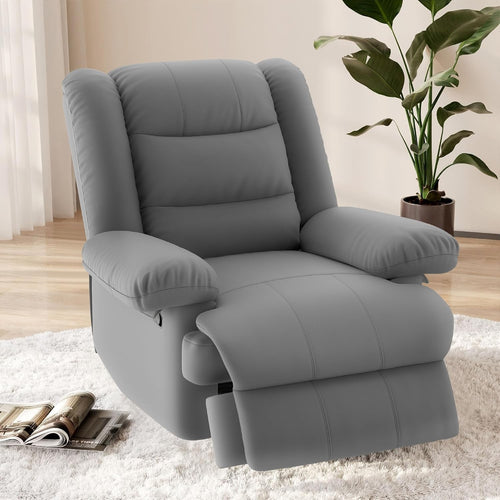 Recliner Armchair Adjustable PU Leather Lounge Chair with Footrest Grey