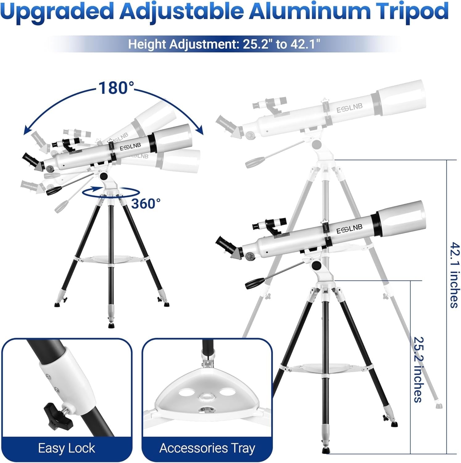 80mm Telescope for Astronomy with Smartphone Adapter & Adjustable Tripod
