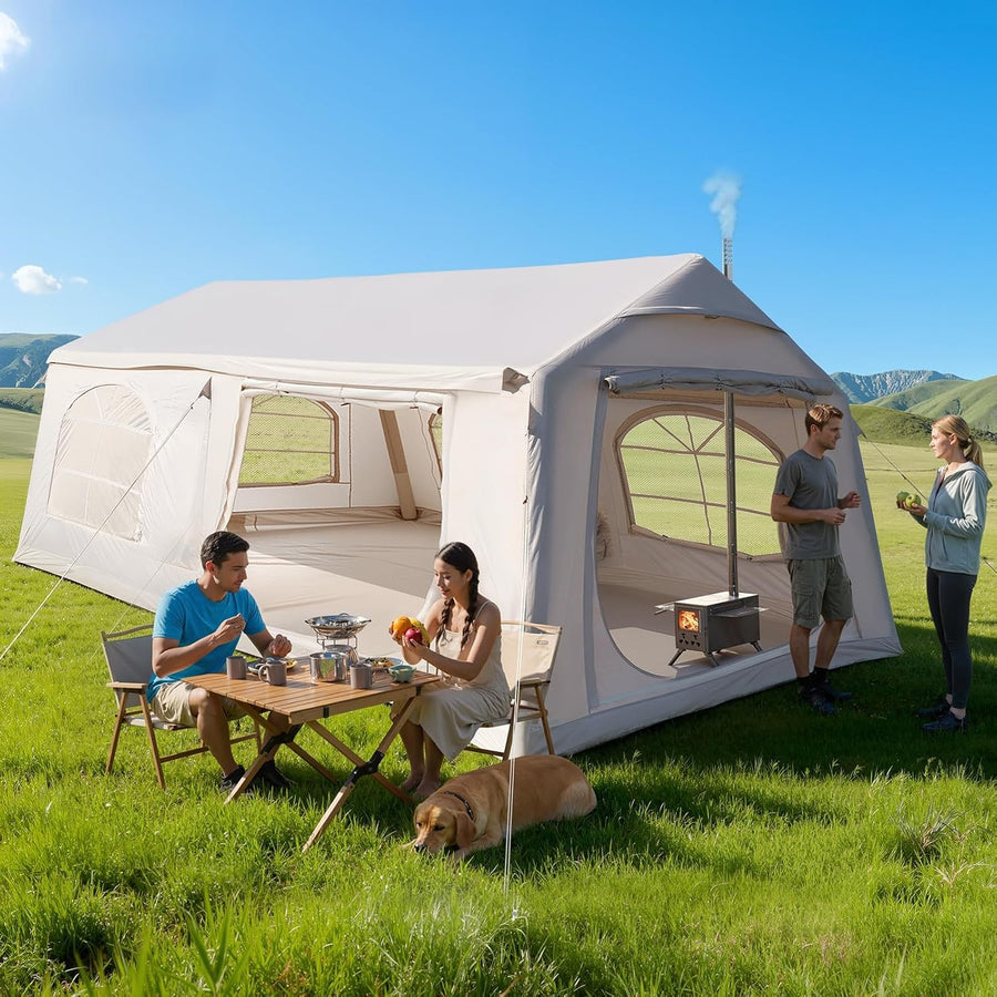 10-12 Person Inflatable Camping Tent Waterproof 2 Room Air Beam