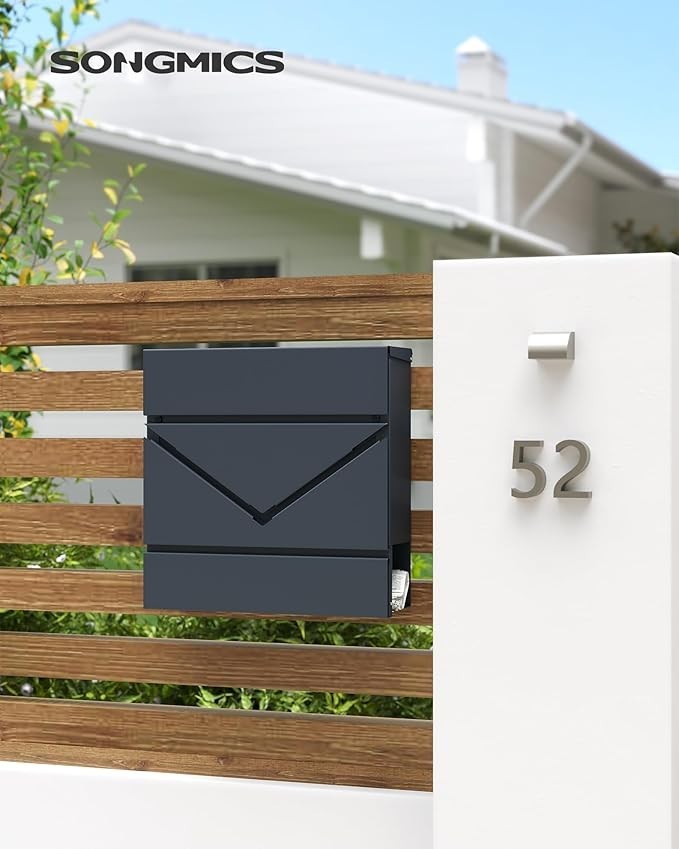 Wall Mounted Letter Box Secure Mailbox Rustproof Steel Lock & Window