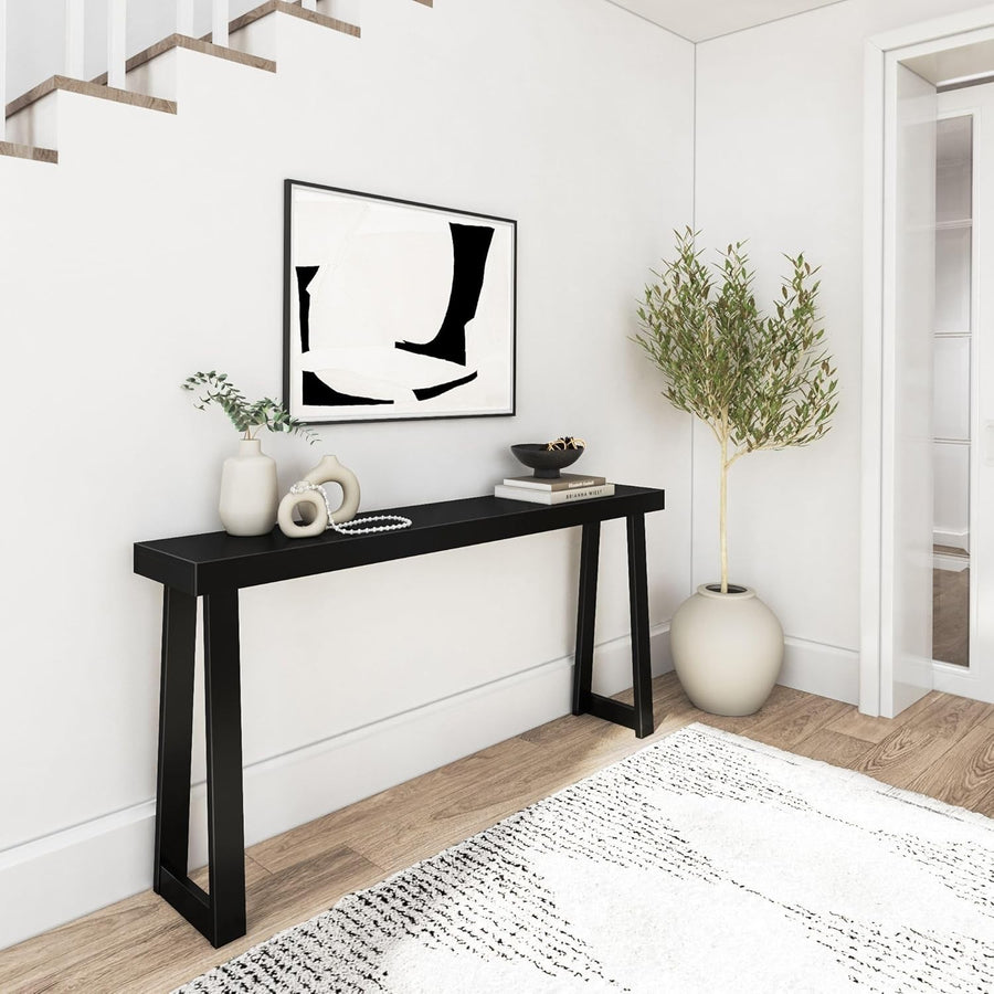 66 Inch Solid Pine Wood Console Table – Slim Entryway Sofa Accent