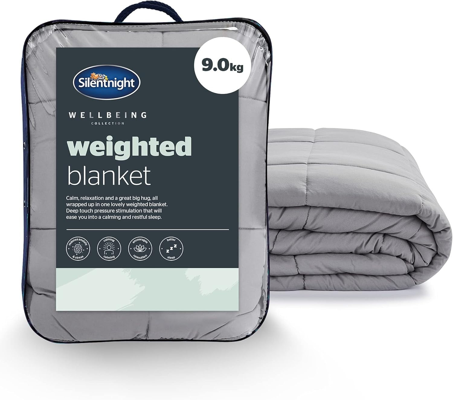 Weighted Blanket Adult Grey 9kg 150x200cm Calming Heavy Sleep Aid