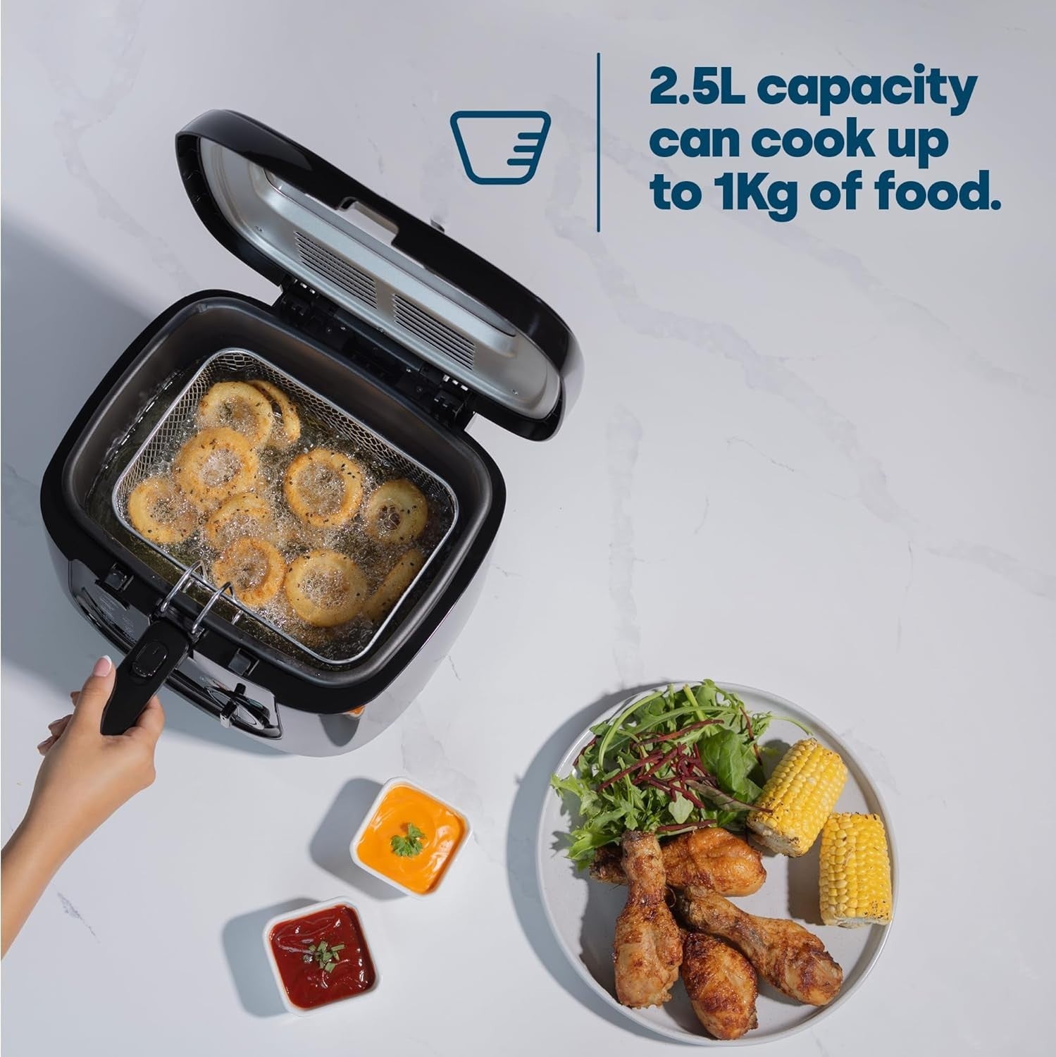 2.5L Deep Fat Fryer 1800W Electric Chip Fryer Viewing Window Easy Clean