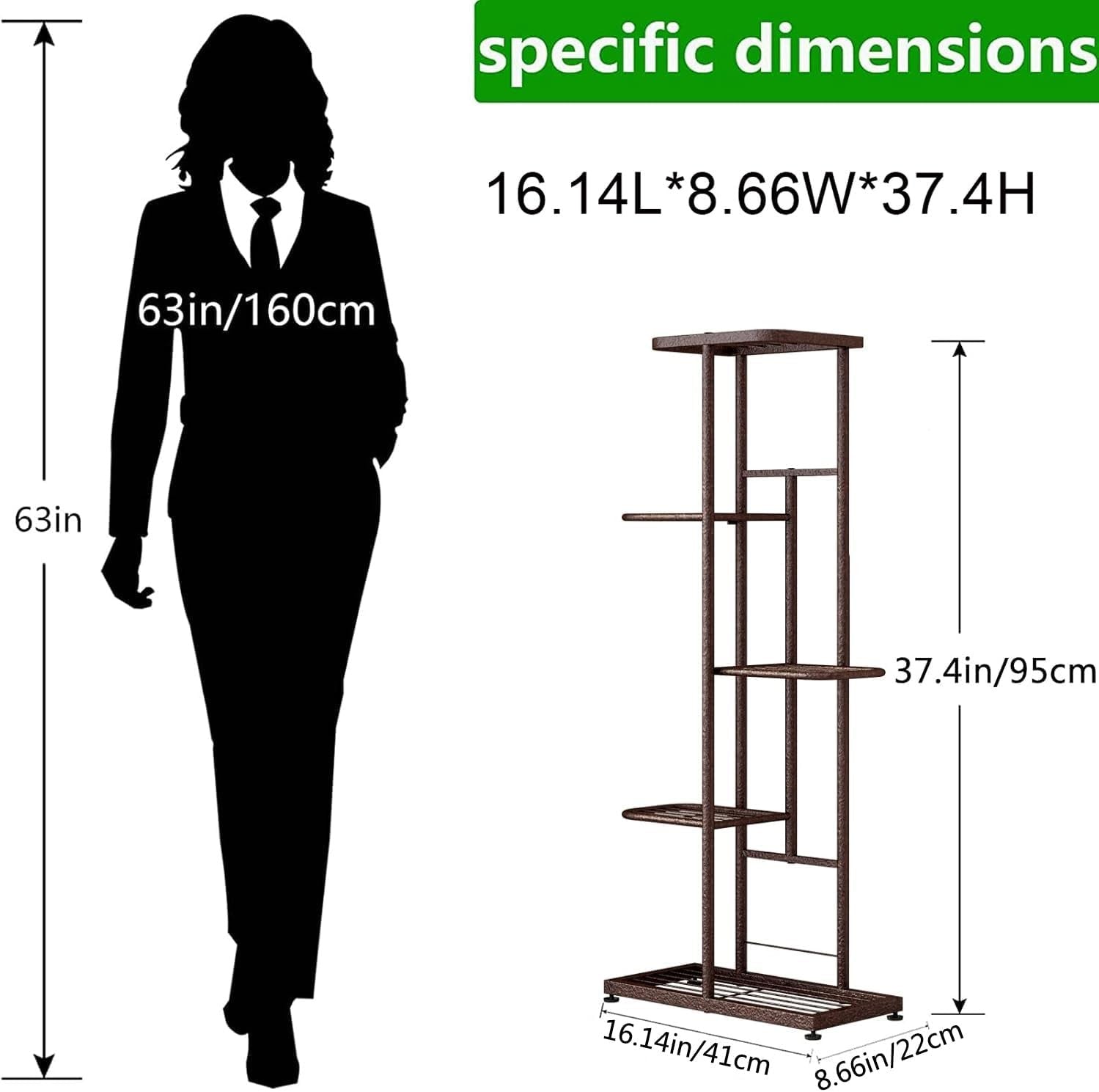 5 Tier 6 Pot Bronze Metal Plant Stand Indoor Outdoor Multi Plant Display