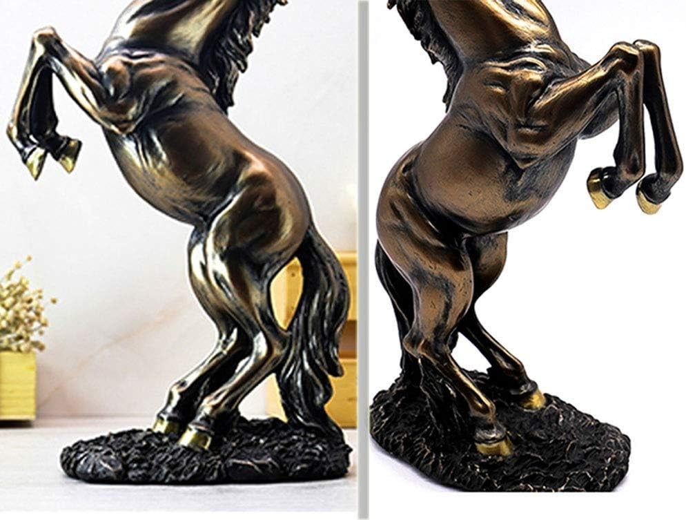 Bronze Rearing Horse Statue 31cm Resin Art Decor Elegant Home Office Sculpture