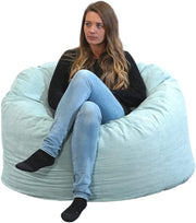 Green Corduroy Bean Bag Chair 100cm – Soft Foam Seat for Adults & Kids