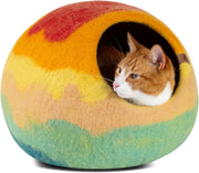 Handmade Wool Cat Cave Bed Medium Felt Cat House Indoor Cozy Nest