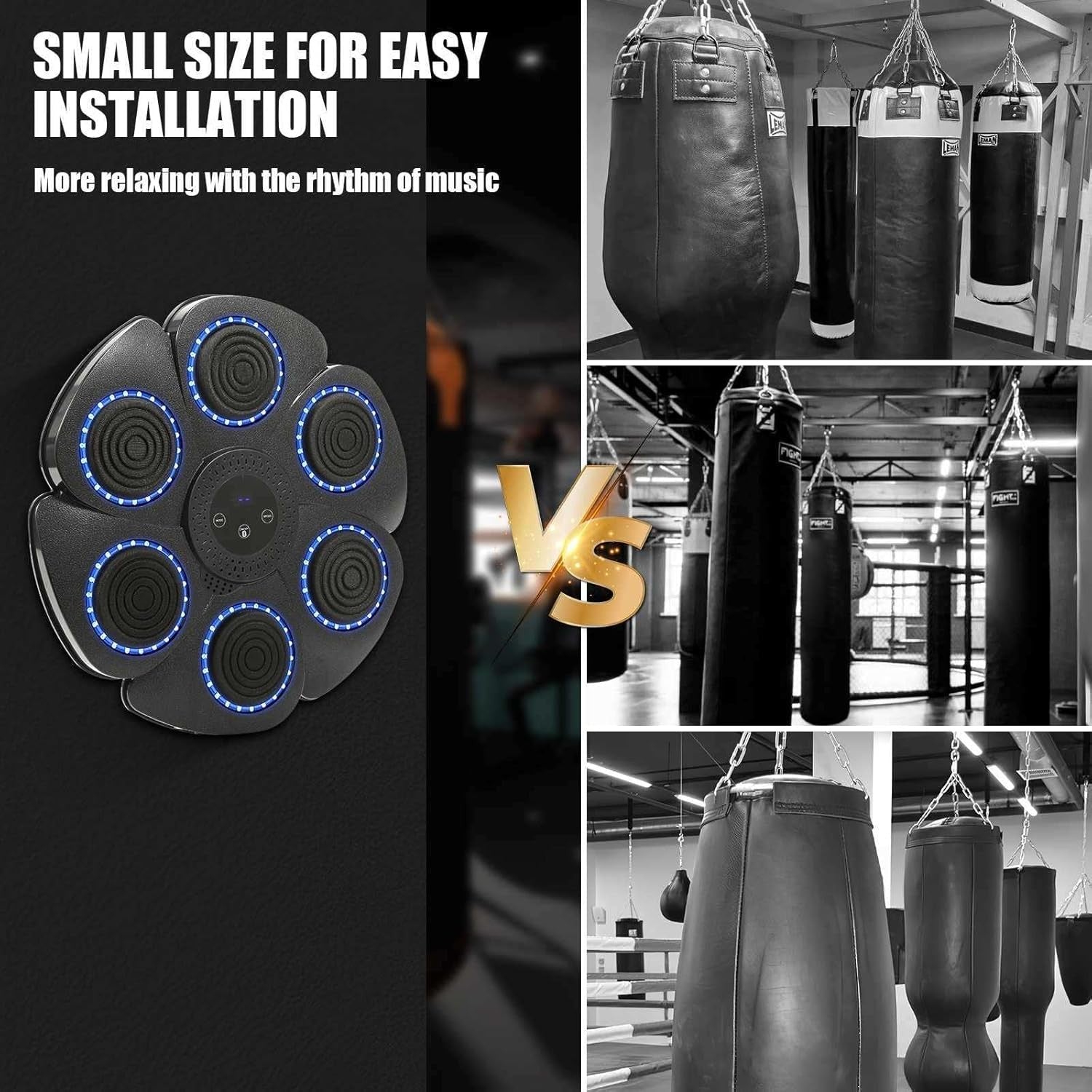 Music Boxing Machine Bluetooth LED Wall Mount Punch Trainer for Home Fitness