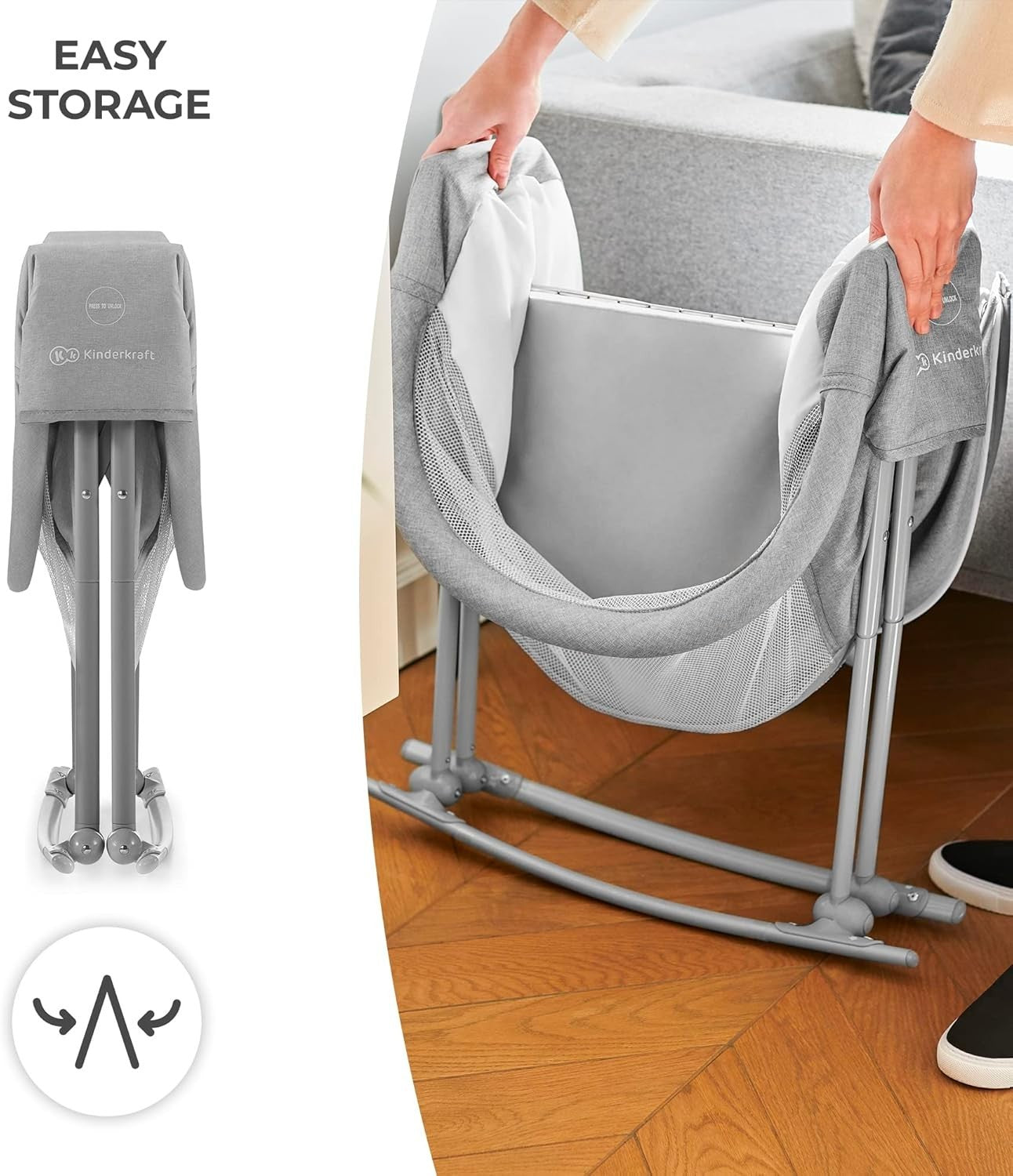 3in1 Baby Cradle Bassinet Folding Travel Cot with Mattress & Canopy