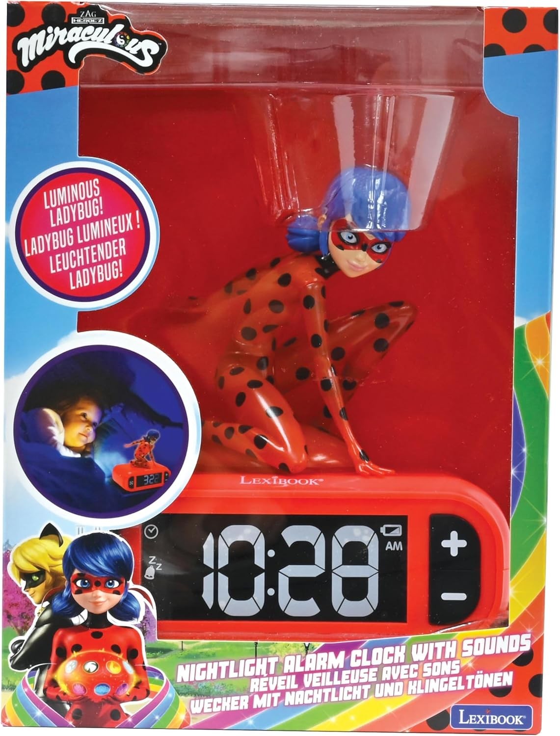 Kids Superhero Alarm Clock Night Light LED Display Snooze Bedroom
