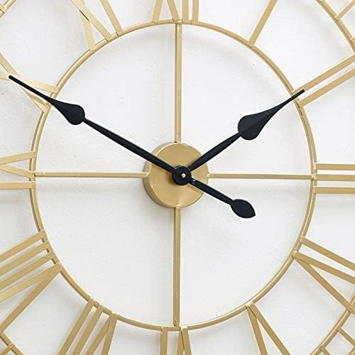Large Gold Skeleton Wall Clock 80cm Vintage Roman Numerals Battery Powered