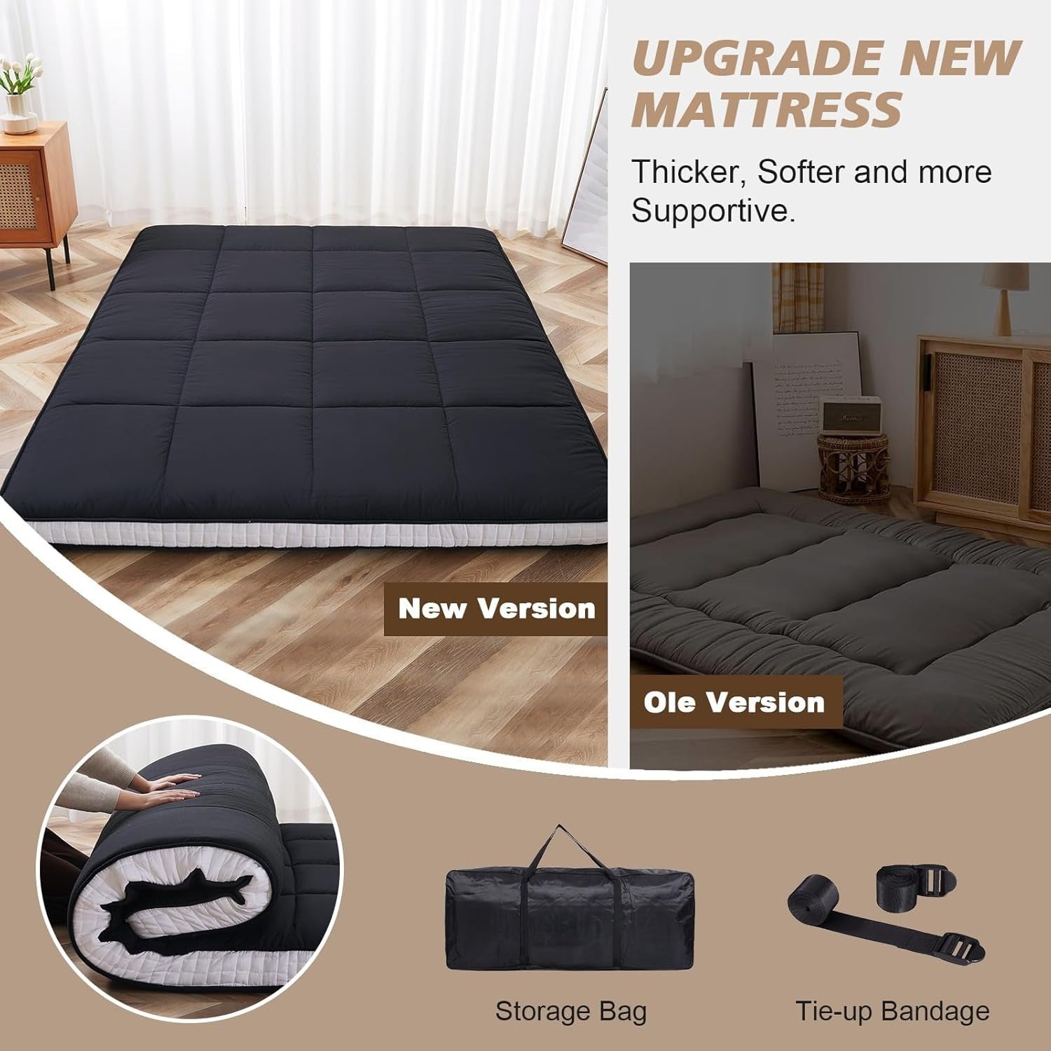 King Size Japanese Floor Futon Mattress – Extra Thick Memory Foam