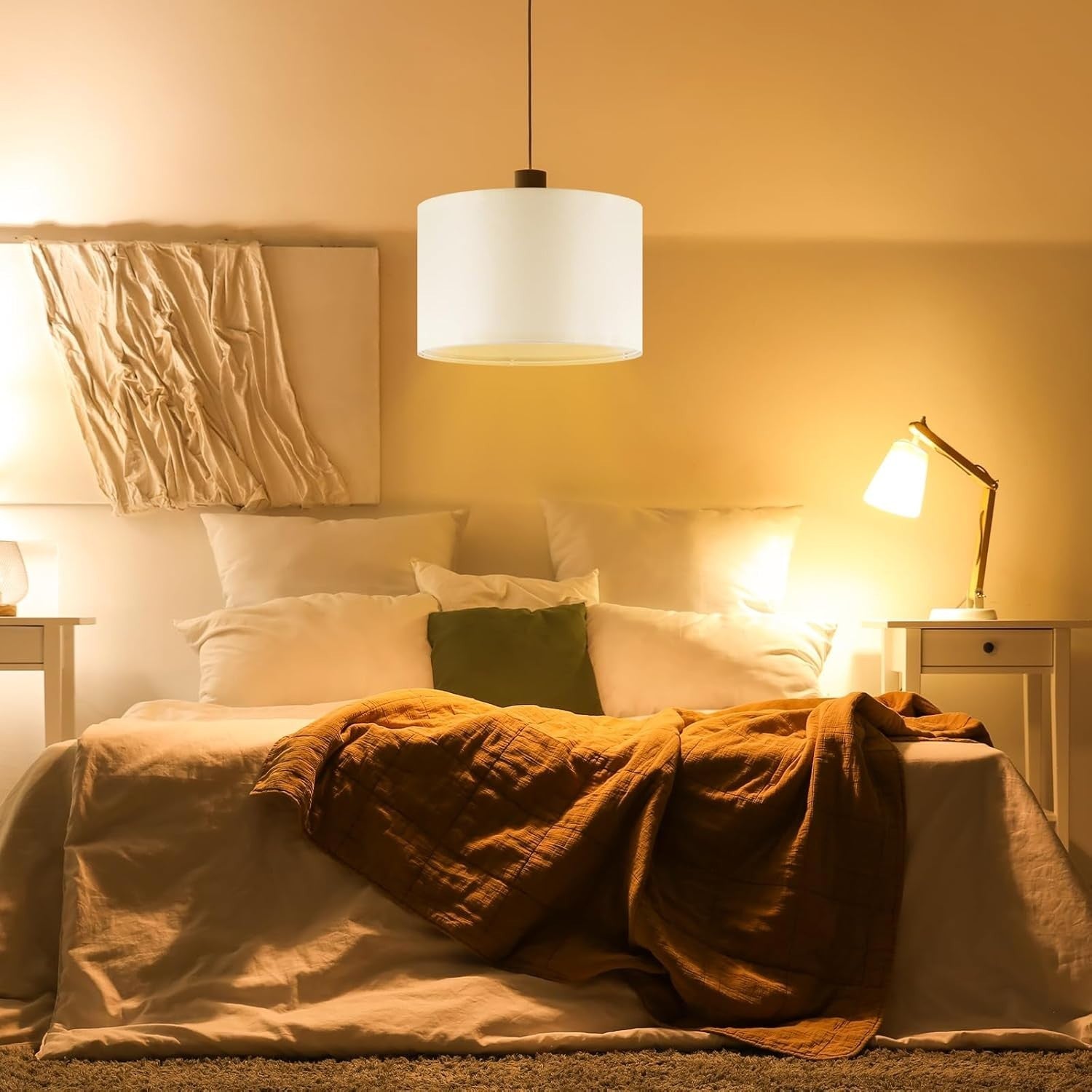 6 Pack Cream Linen Lampshades 26x18cm E27 E14 Adapter Ceiling Table Lamp