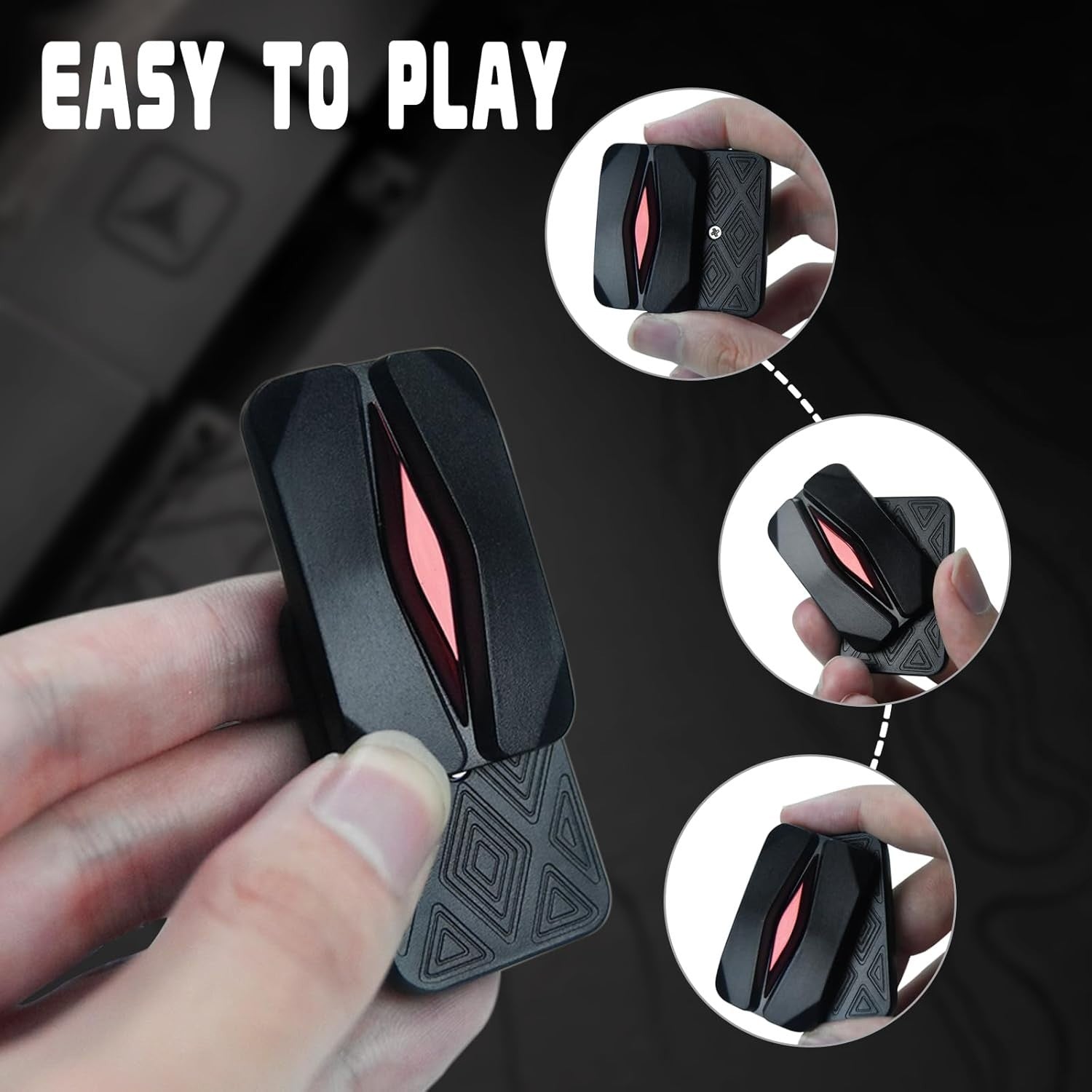 Black Red Trackless Magnetic Fidget Slider Metal ADHD Stress EDC