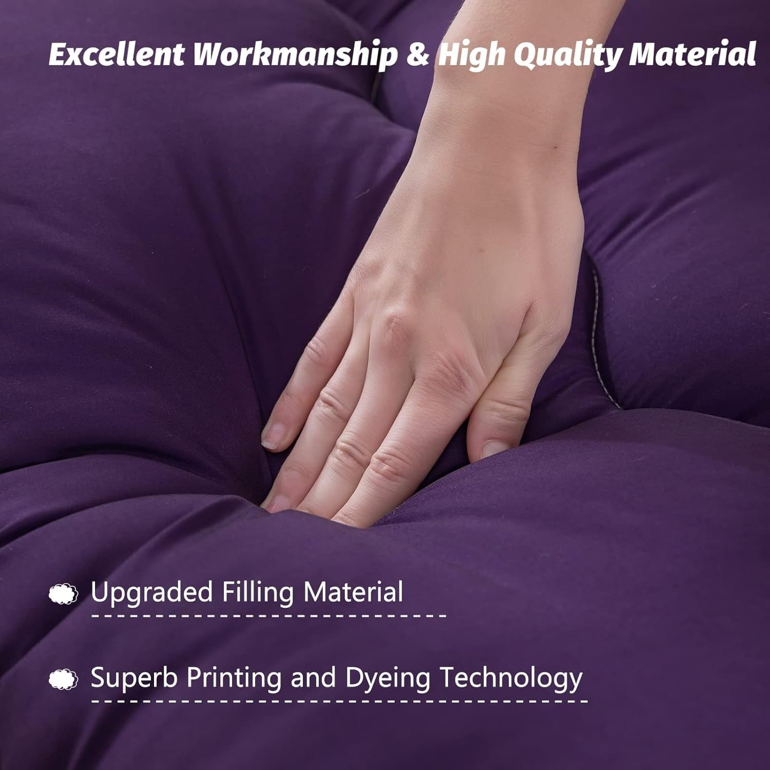 Purple Foldable Futon Mattress | Thick Quilted Floor Sleeping Pad, Portable