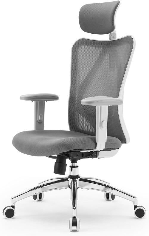 Ergonomic Mesh Office Chair Desk Seat Adjustable Back Headrest Home Grey